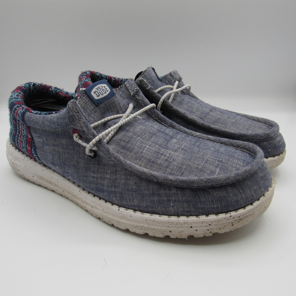 Hey Dude Wally Funk Jacquard Loafers Men's 7 Blue Tribe Slip On Shoes